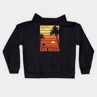 California Sunny San Diego Retro Vintage Apparel Kids Hoodie